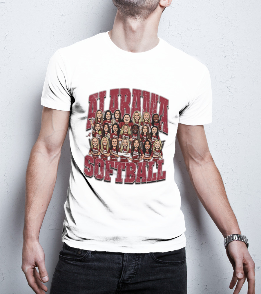 Crimson Tide Softball Alabama Team Caricature Players T-Shirt