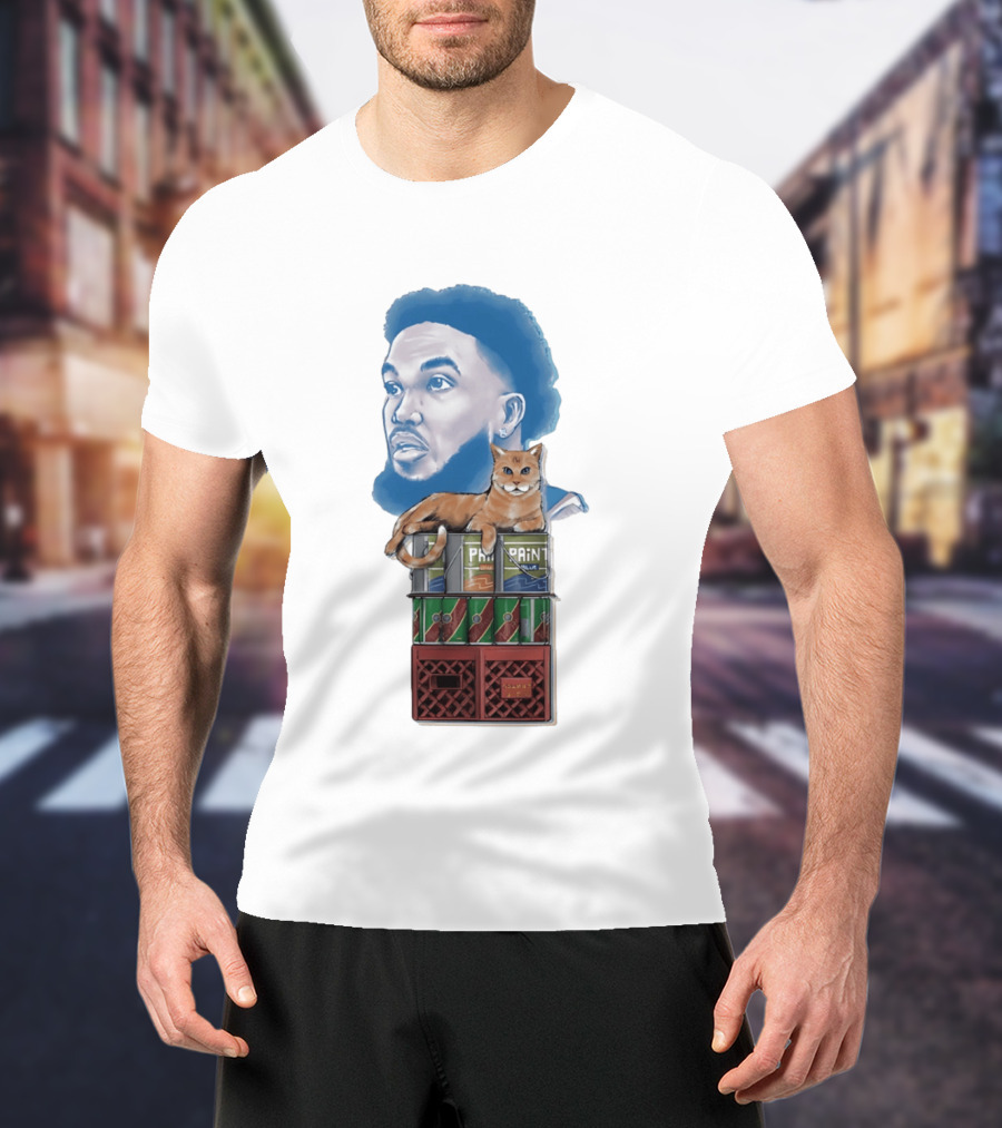 Karl Anthony Towns New York Knicks Bodega Cat And Paint Cans T-Shirt
