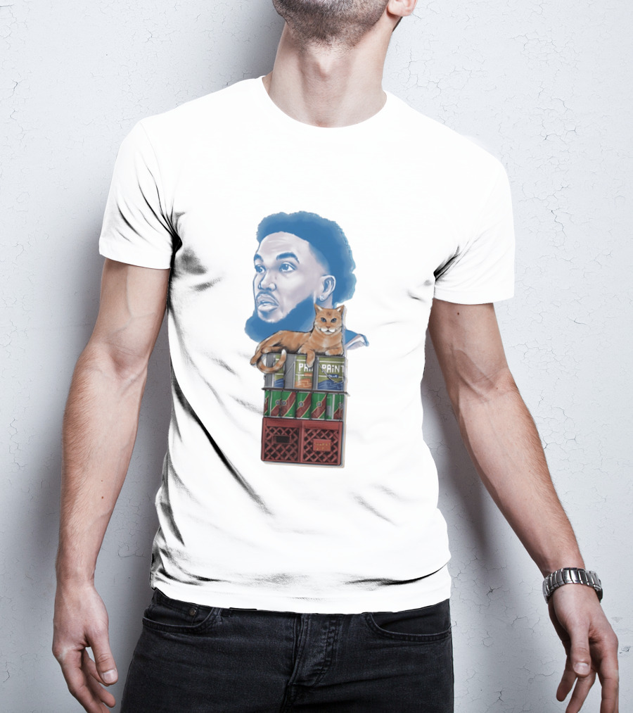 Karl Anthony Towns New York Knicks Bodega Cat And Paint Cans T-Shirt
