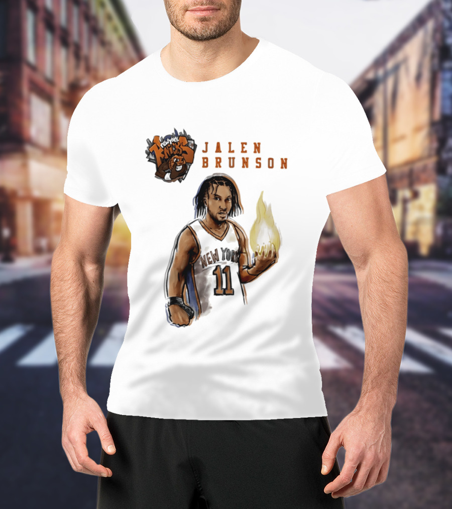New York Knicks Jalen Brunson Flame 11 T-Shirt