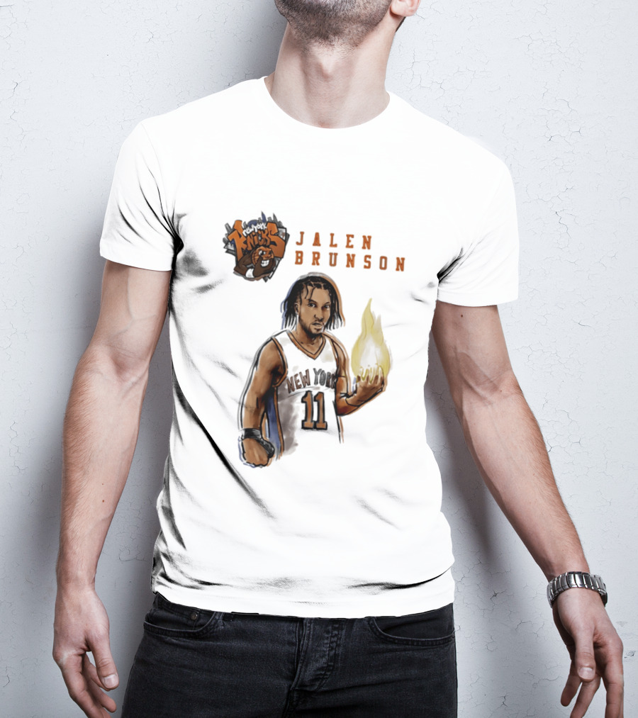 New York Knicks Jalen Brunson Flame 11 T-Shirt