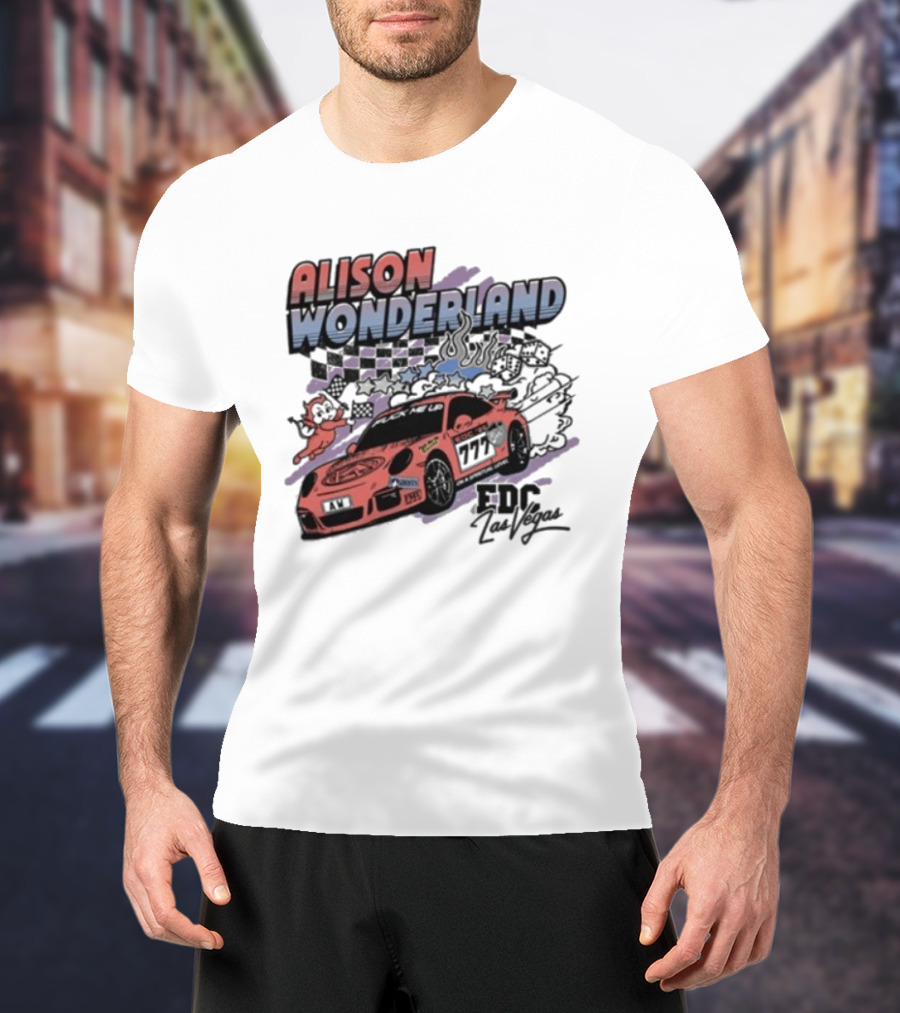 Alison Wonderland Racing 777 EDC Las Vegas Checkered Pink Car T-Shirt