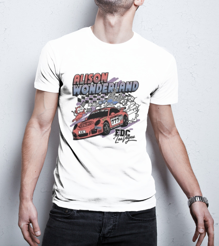 Alison Wonderland Racing 777 EDC Las Vegas Checkered Pink Car T-Shirt
