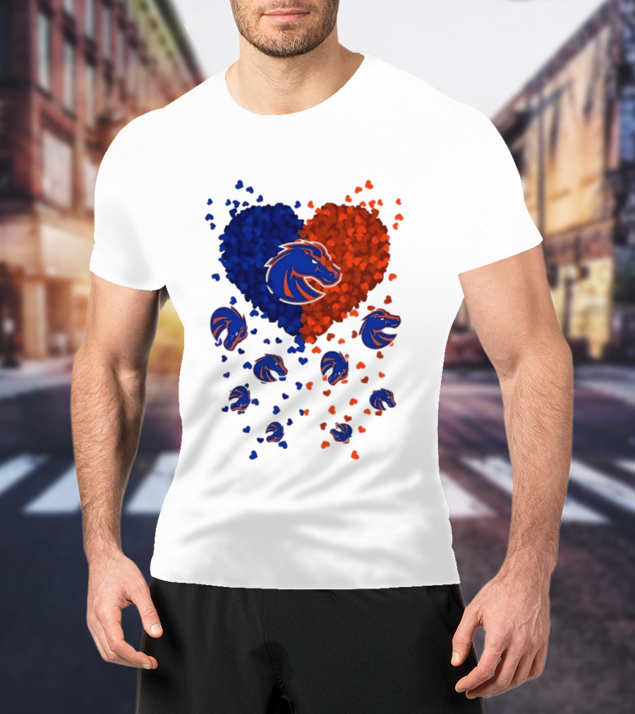 Heart Of Boise State Broncos Football 2026 Blue Orange Passion T-Shirt