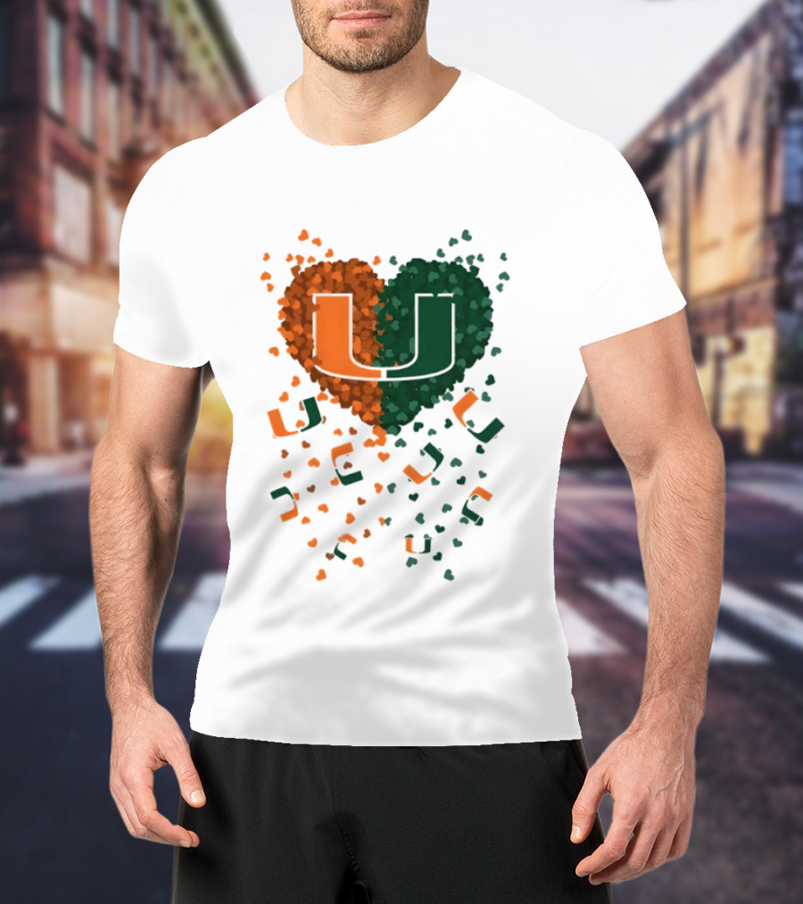Heart Of Miami Hurricanes 2026 U Logo Football Celebration T-Shirt