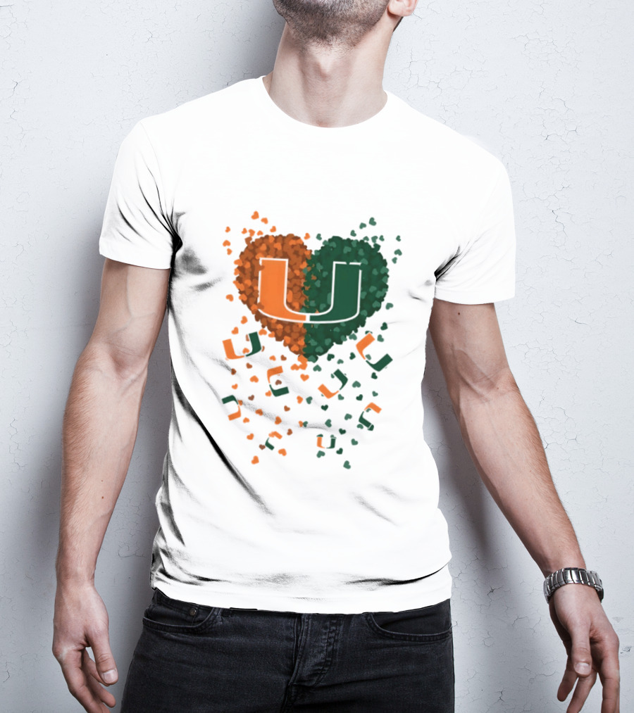 Heart Of Miami Hurricanes 2026 U Logo Football Celebration T-Shirt