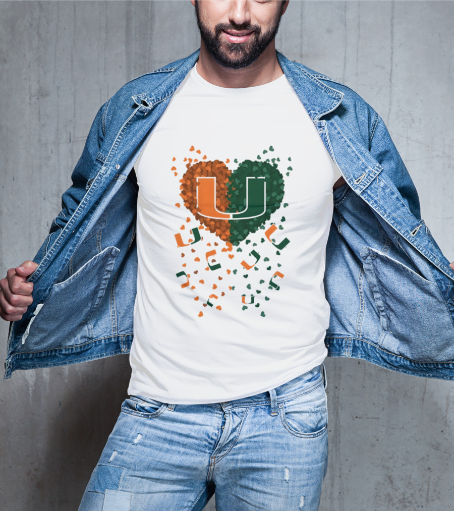 Heart Of Miami Hurricanes 2026 U Logo Football Celebration T-Shirt