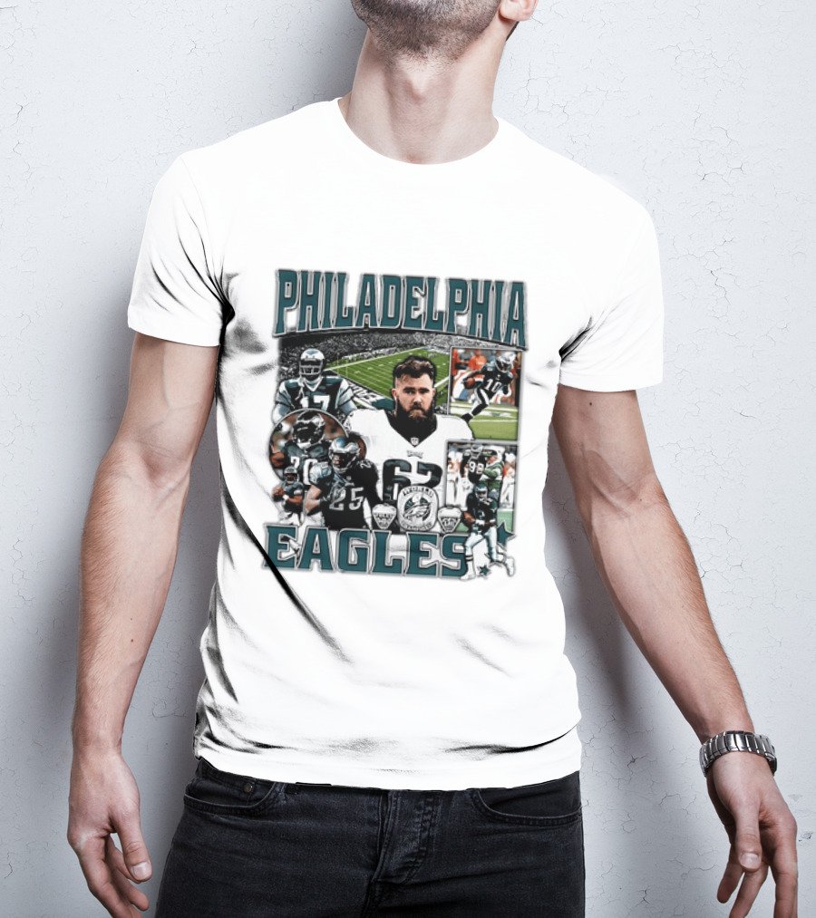 Philadelphia Eagles Football 90s Bootleg Players Collage T-Shirt