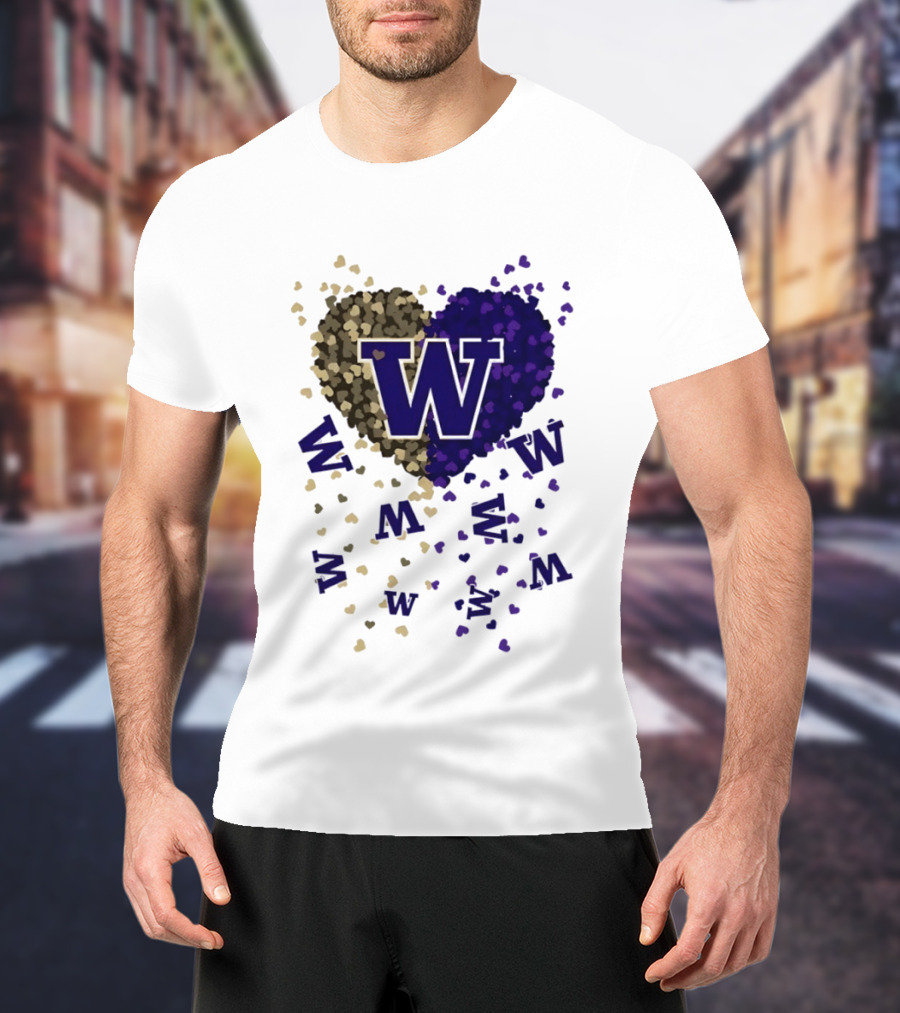 W Washington Huskies Heart 2026 Football Celebration T-Shirt