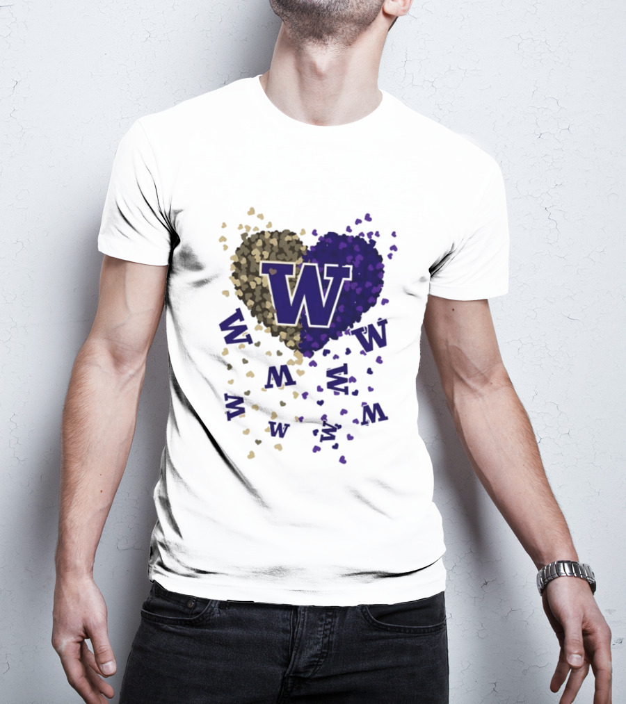 W Washington Huskies Heart 2026 Football Celebration T-Shirt