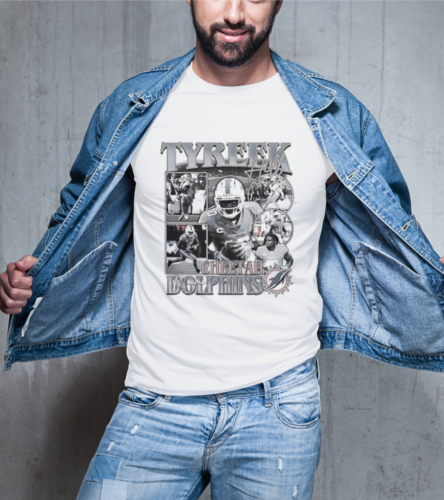Tyreek Hill Cheetah Miami Dolphins Retro 90s Bootleg Football Player T-Shirt
