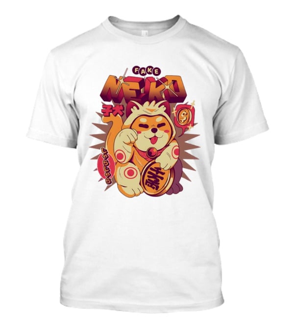 Fake Neko Shiba Inu Lucky Cat Coin Japan T-Shirt