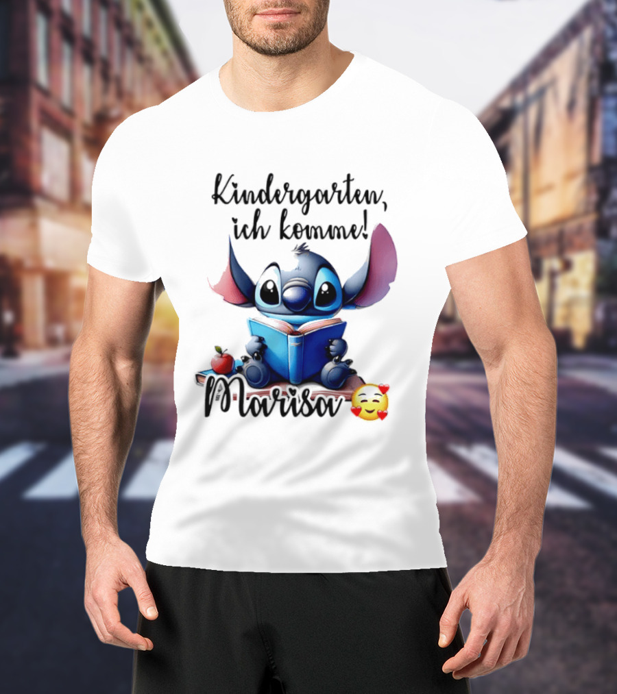 Kindergarten Ich Komme Marisa Blue Alien Book Reading T-Shirt