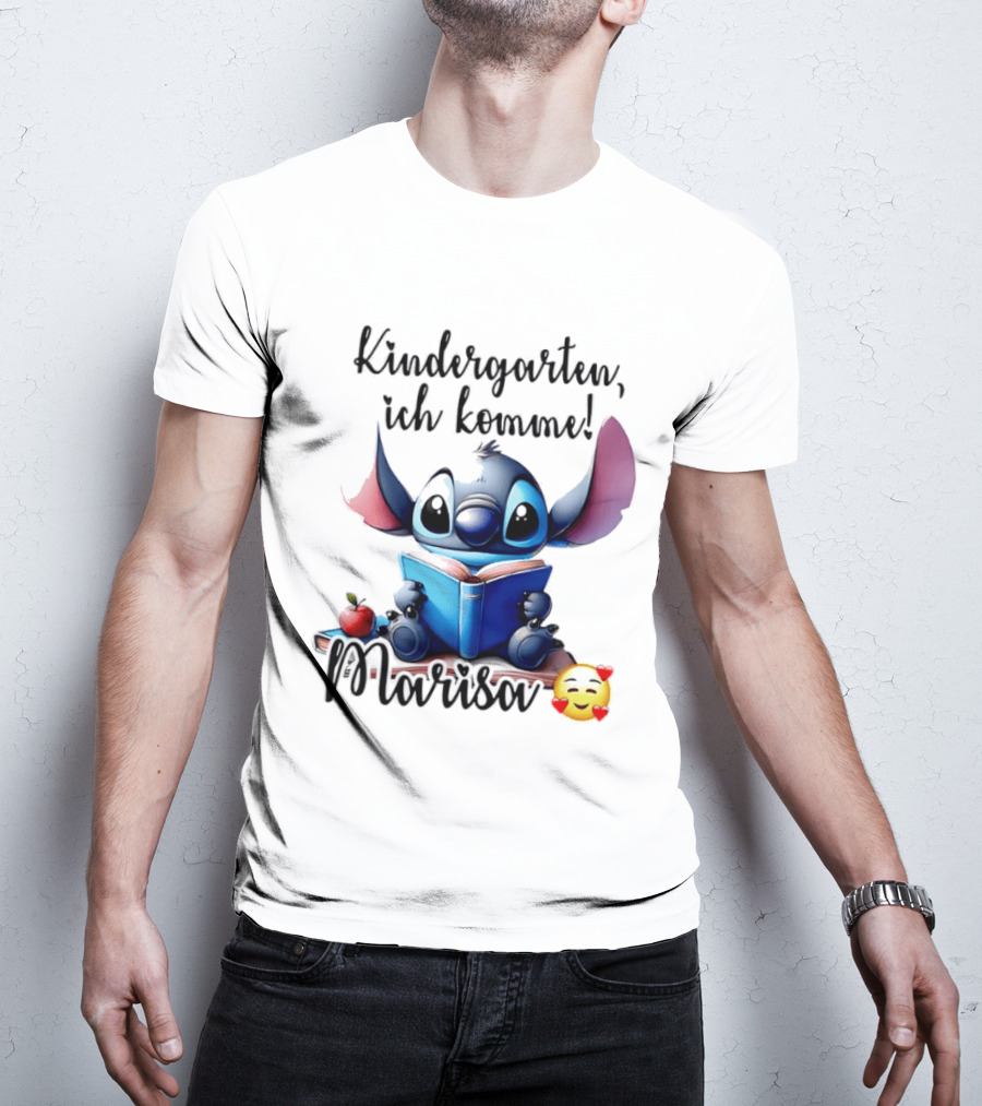 Kindergarten Ich Komme Marisa Blue Alien Book Reading T-Shirt