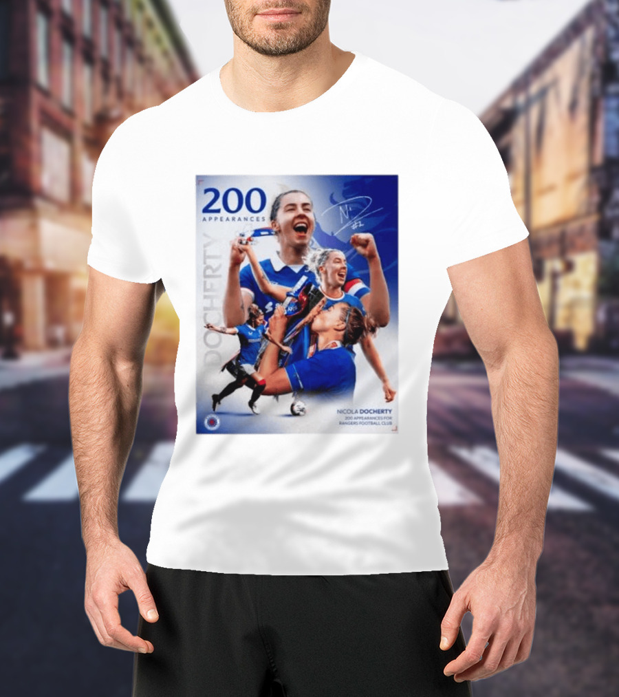 Nicola Docherty 200 Appearances Rangers Football Club Celebration T-Shirt