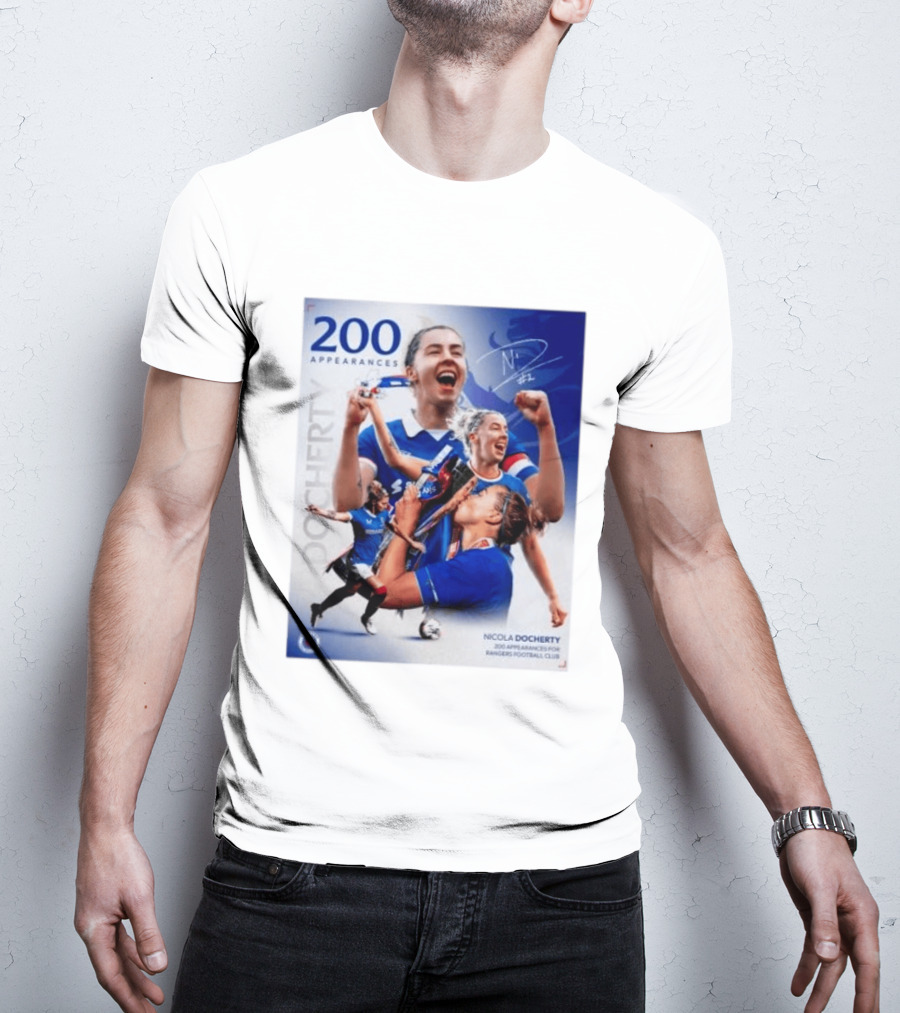 Nicola Docherty 200 Appearances Rangers Football Club Celebration T-Shirt