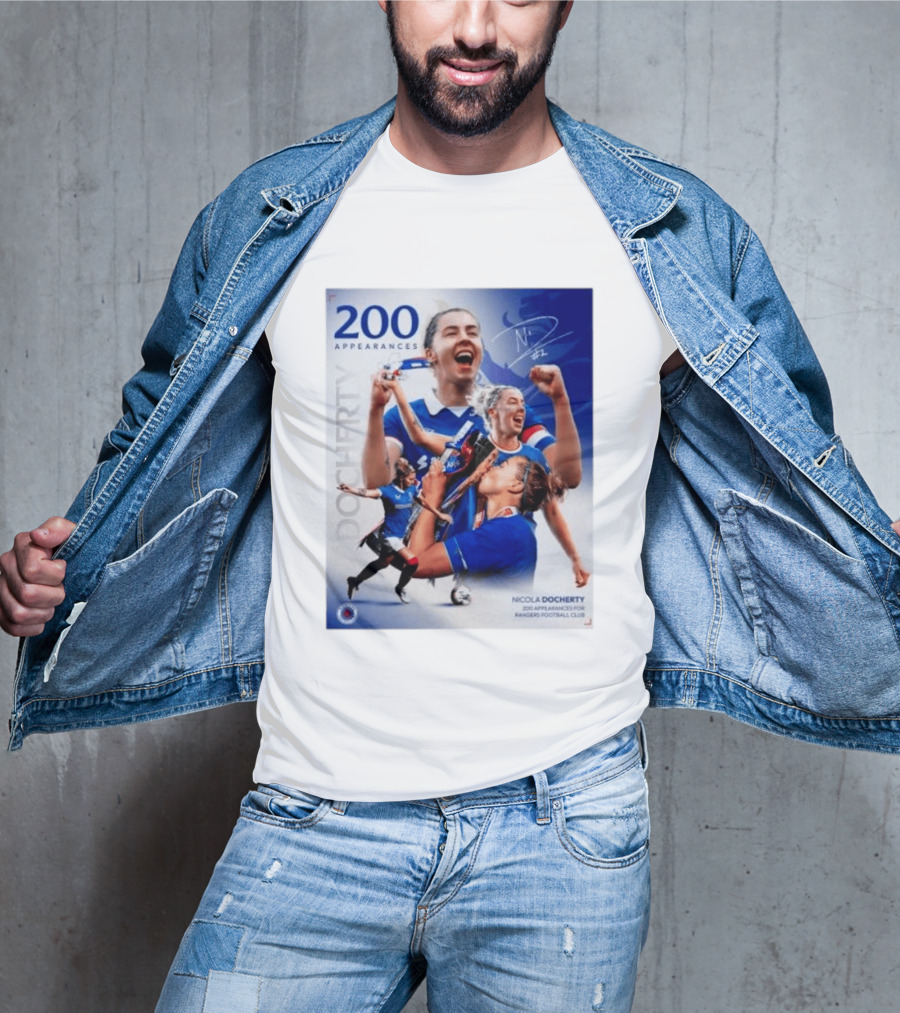 Nicola Docherty 200 Appearances Rangers Football Club Celebration T-Shirt