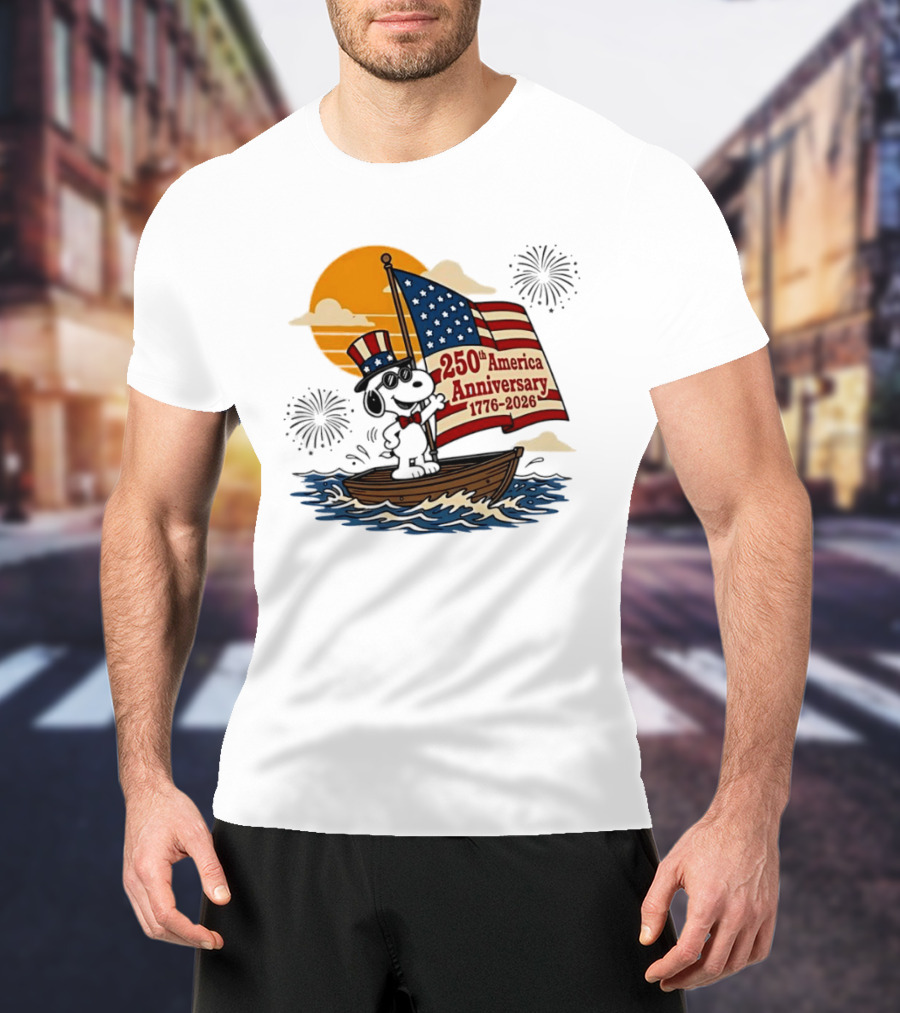 Snoopy 250th America Anniversary 1776 2026 Sailboat Celebration T-Shirt