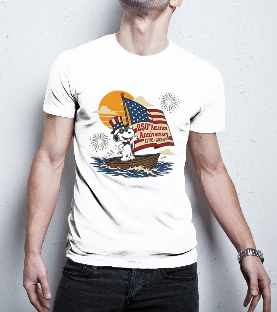 Snoopy 250th America Anniversary 1776 2026 Sailboat Celebration T-Shirt