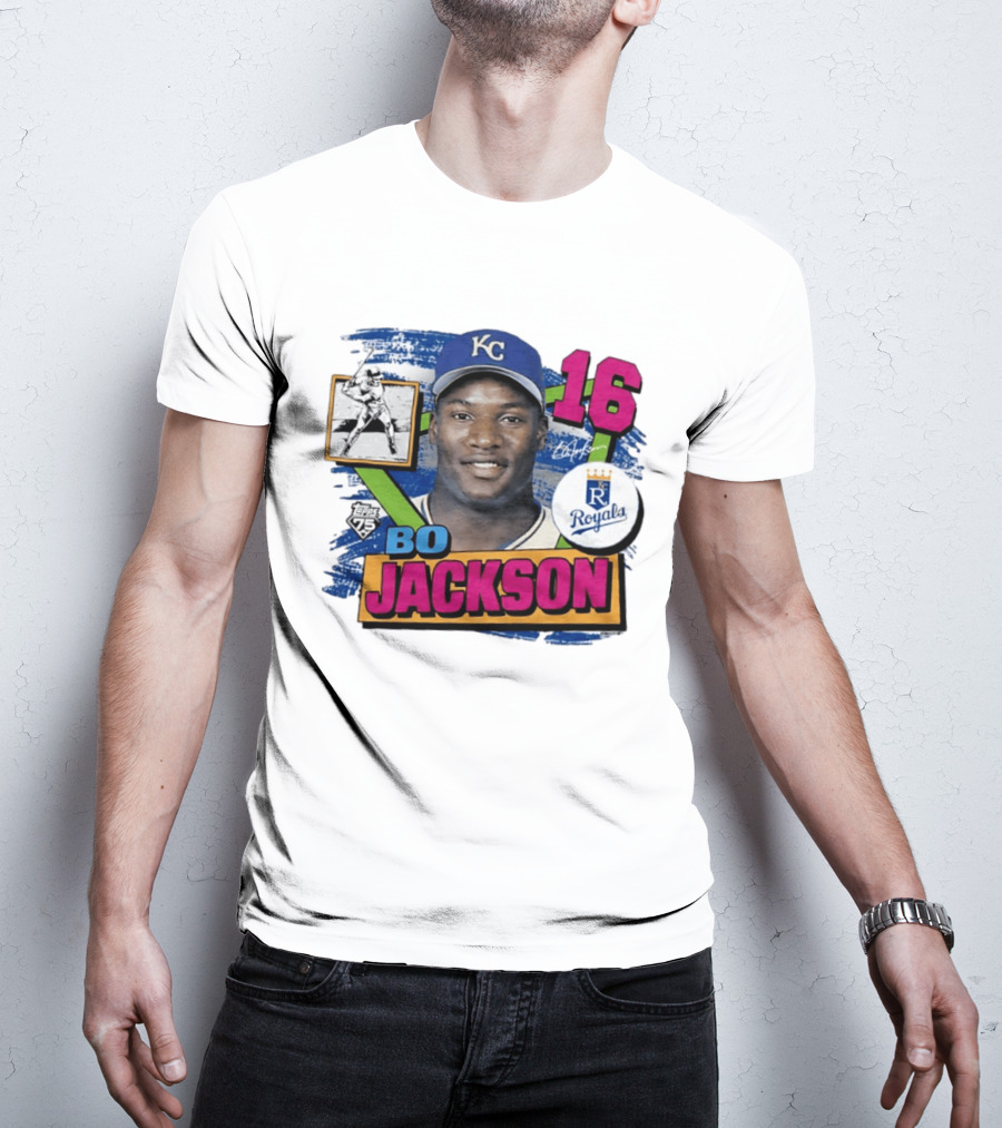 Bo Jackson 16 Kansas City Royals Topps 75 Vintage Baseball Memorabilia T-Shirt