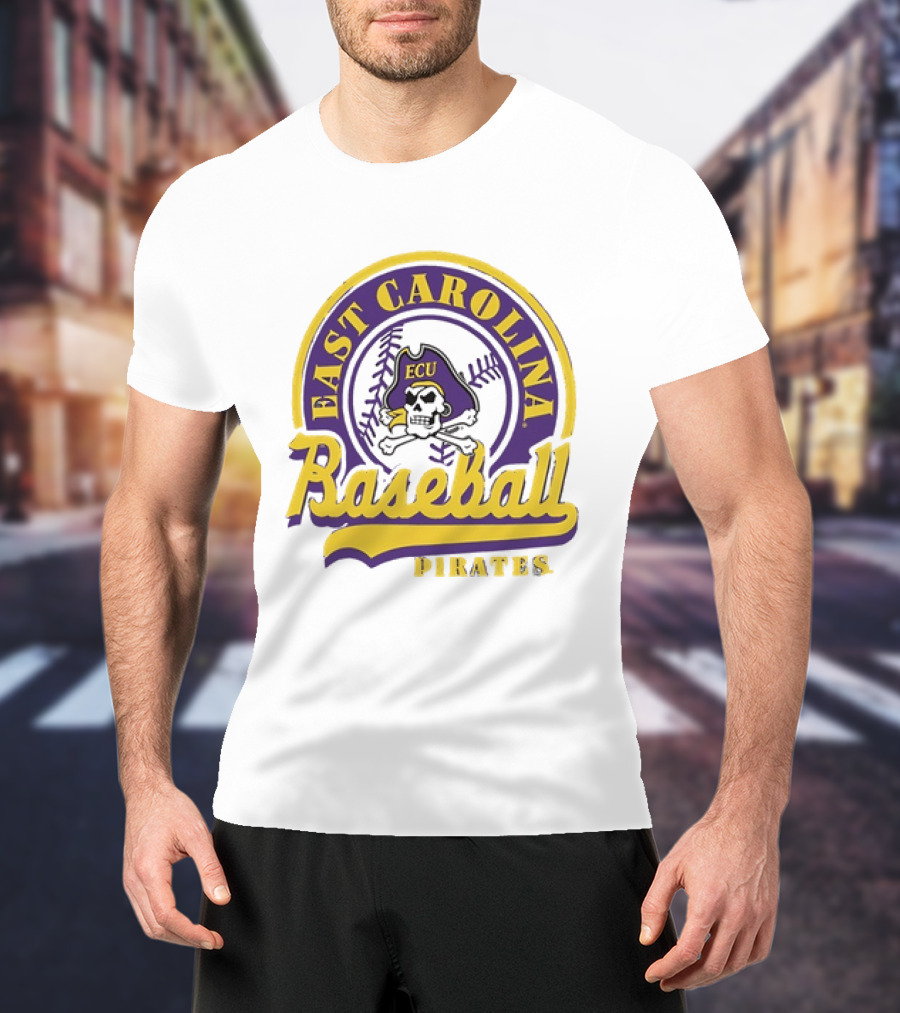 East Carolina Pirates ECU Baseball Skull T-Shirt