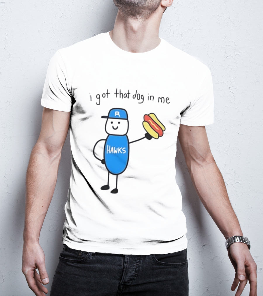 Edmonton Riverhawks I Got That Dog In Me Hot Dog Baseball Stick Figure T-Shirt