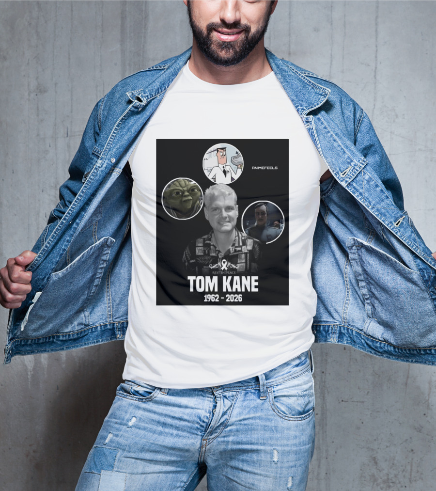 Rest In Peace Tom Kane 1962 2026 Animefeels Yoda T-Shirt