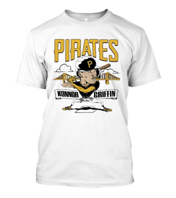 Pittsburgh Pirates Konnor Griffin Caricature Swing With Bridges T-Shirt
