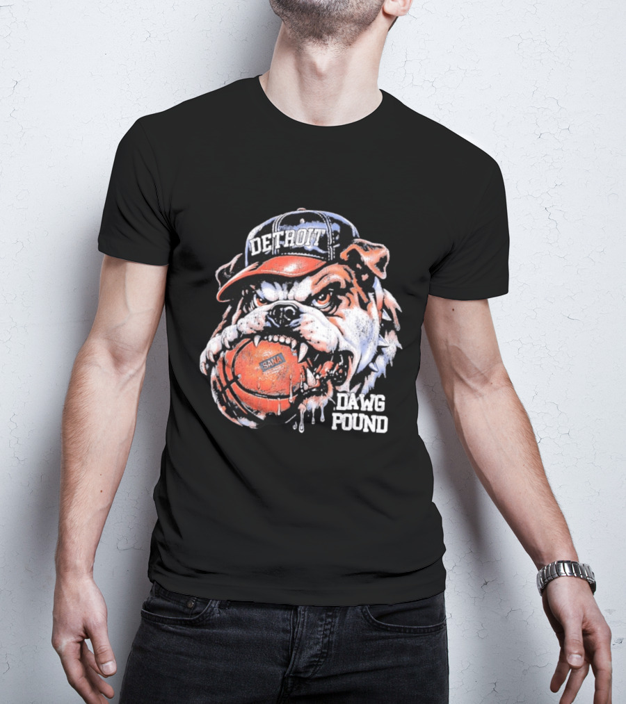 Detroit Bulldog Holding Basketball Dawg Pound T-Shirt