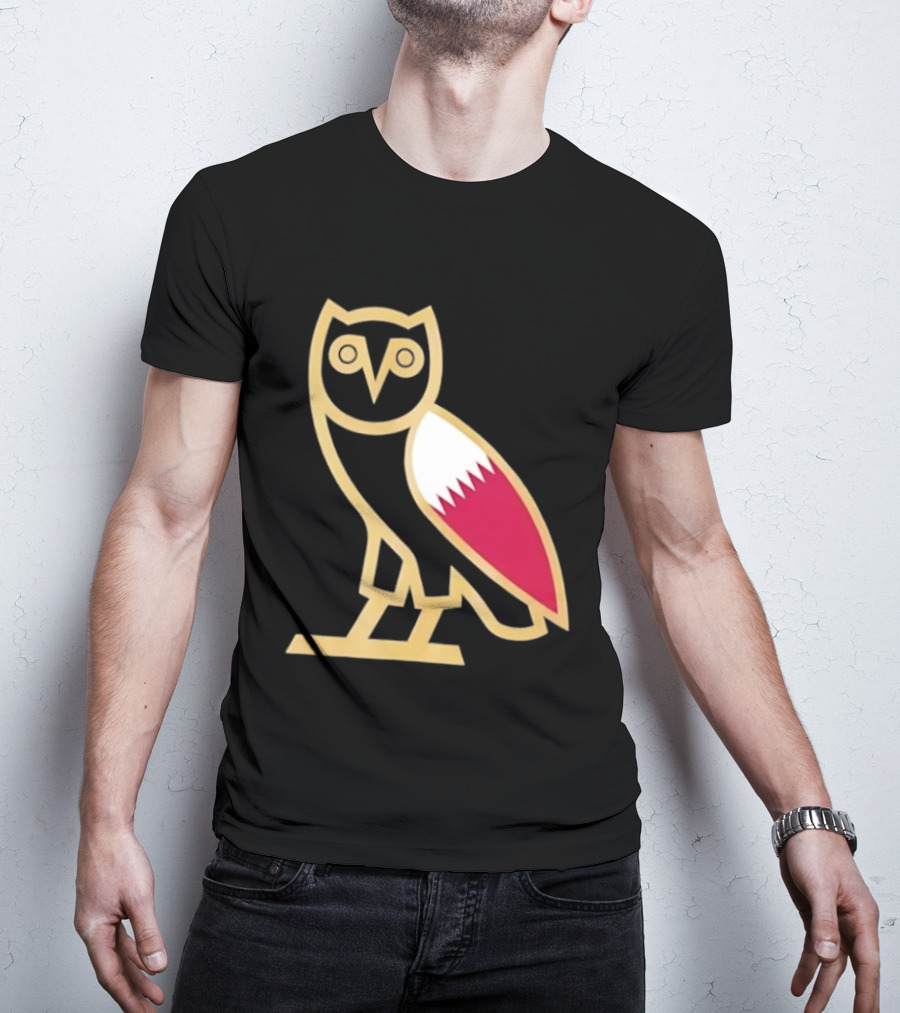 OVO Owl Gold Outline Qatar Flag Wing T-Shirt