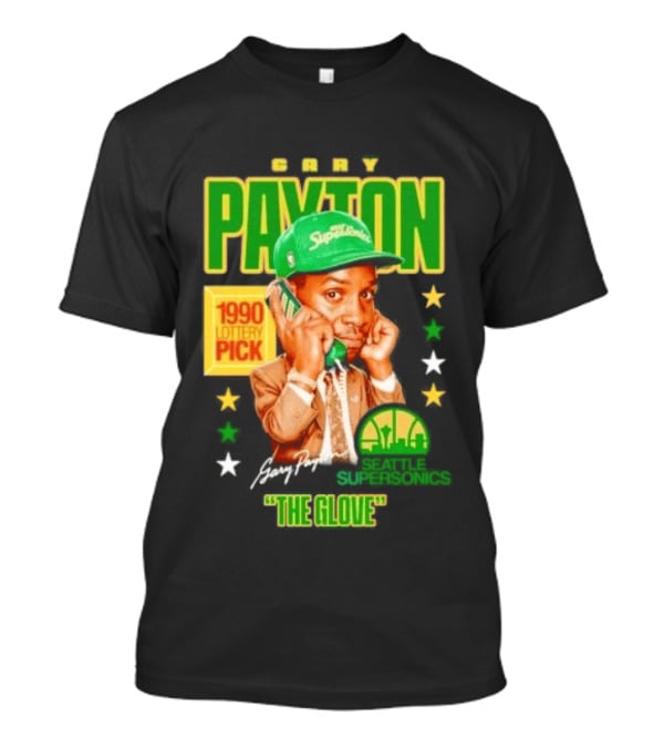 Gary Payton SuperSonics 1990 Lottery Pick The Glove Caricature T-Shirt