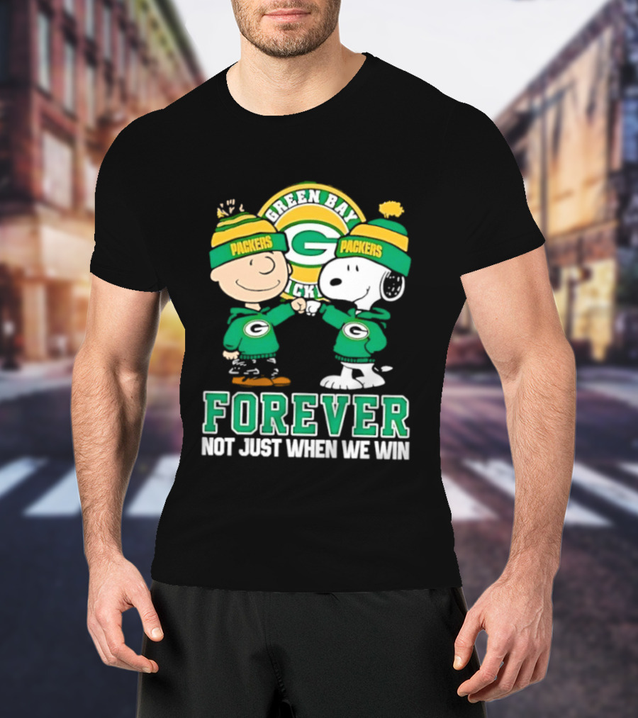 Peanuts Charlie Brown Snoopy Green Bay Packers Forever Not Just When We Win T-Shirt