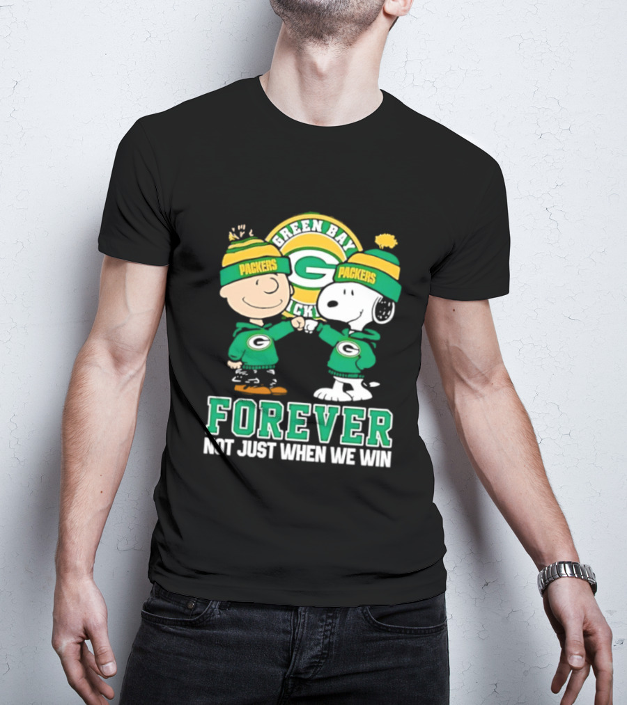 Peanuts Charlie Brown Snoopy Green Bay Packers Forever Not Just When We Win T-Shirt