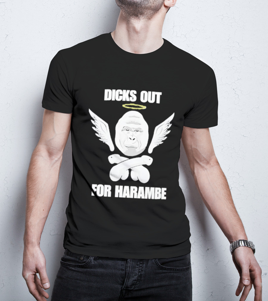 Gorilla With Wings Halo Dicks Out For Harambe T-Shirt