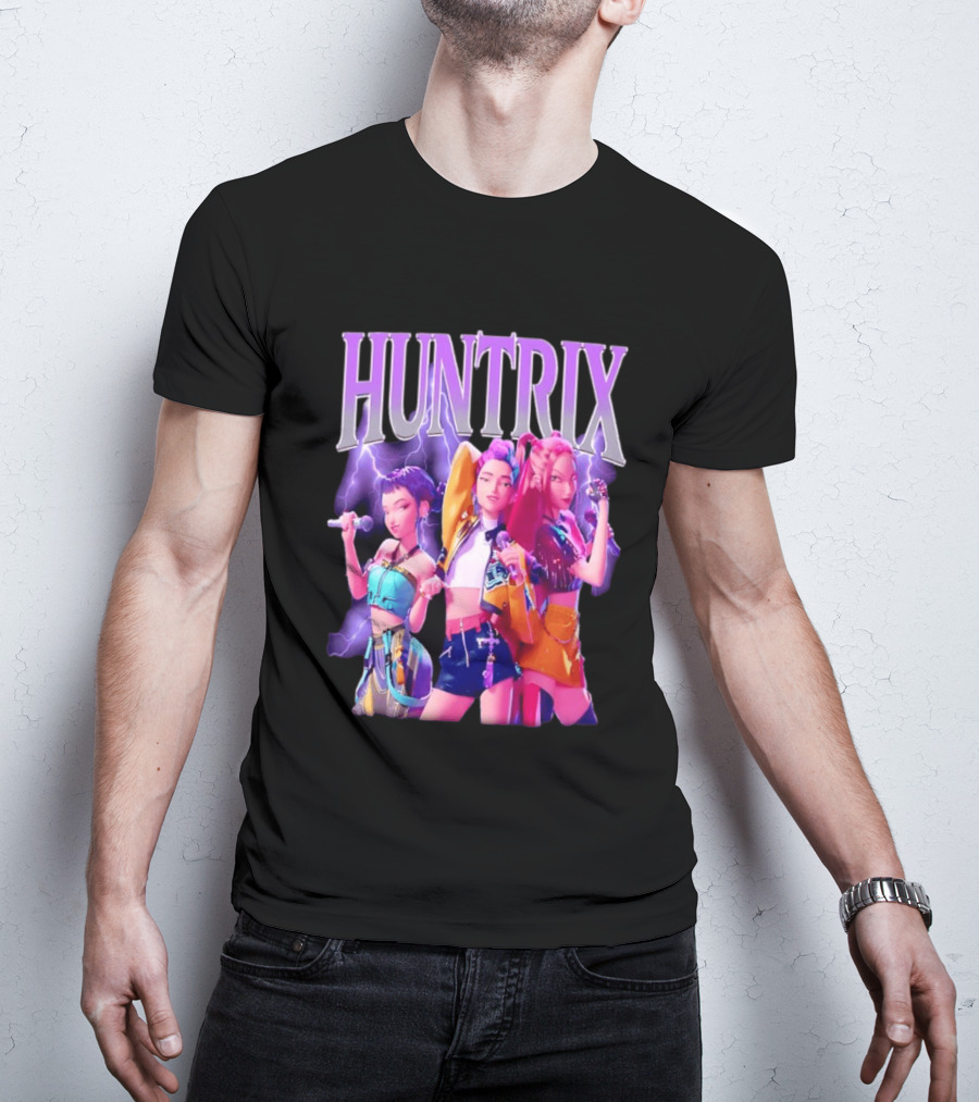Huntrix Kpop Band Cartoon Characters With Microphones T-Shirt