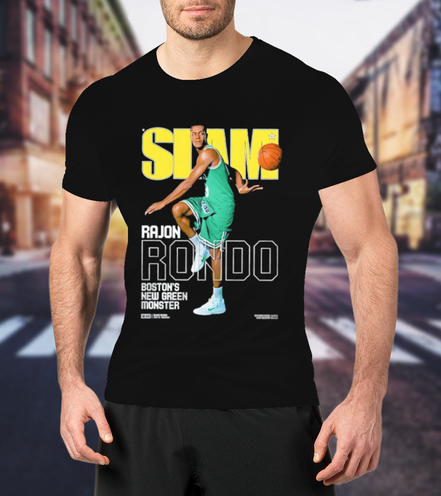 Slam Magazine Cover Rajon Rondo Boston New Green Monster Basketball T-Shirt