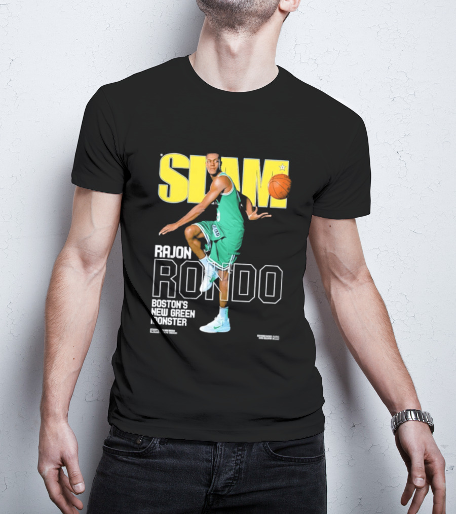 Slam Magazine Cover Rajon Rondo Boston New Green Monster Basketball T-Shirt