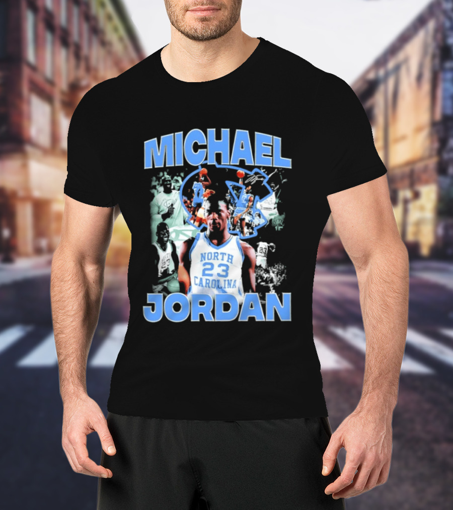 Michael Jordan 23 North Carolina Tar Heels Basketball Iconic Blue And White T-Shirt