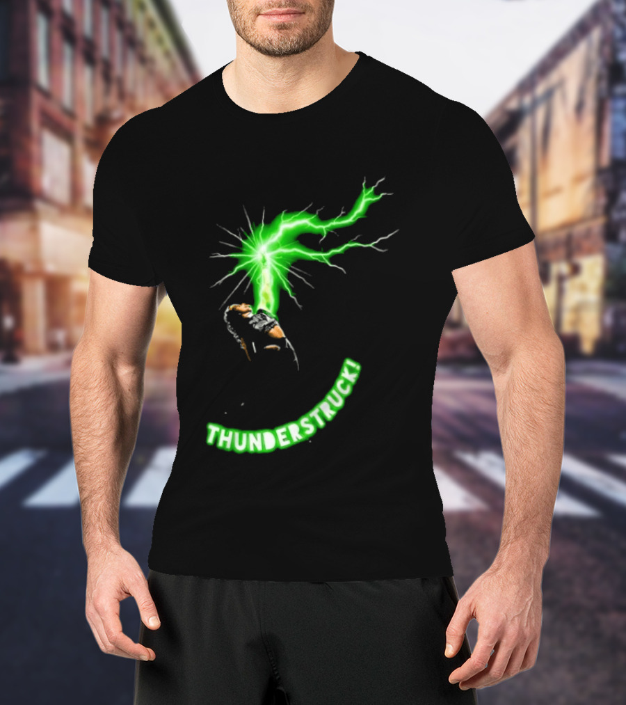 Thunderstruck Green Lightning Female Wrestler Power Burst T-Shirt