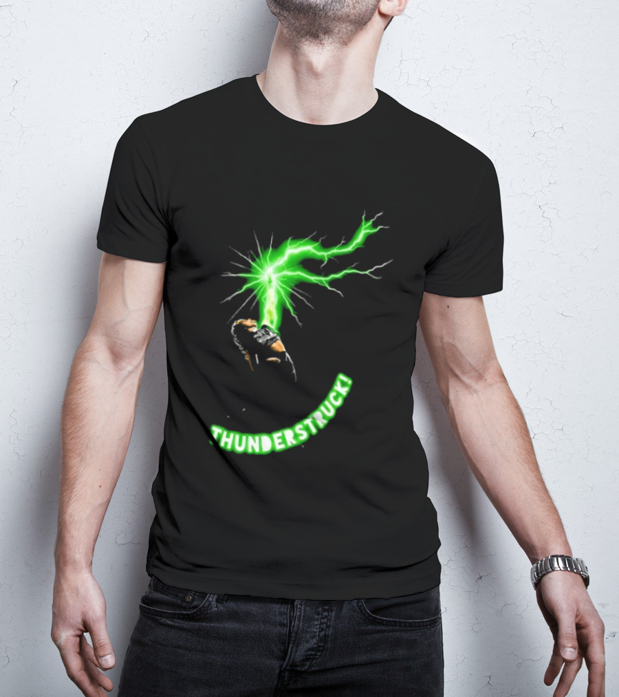 Thunderstruck Green Lightning Female Wrestler Power Burst T-Shirt