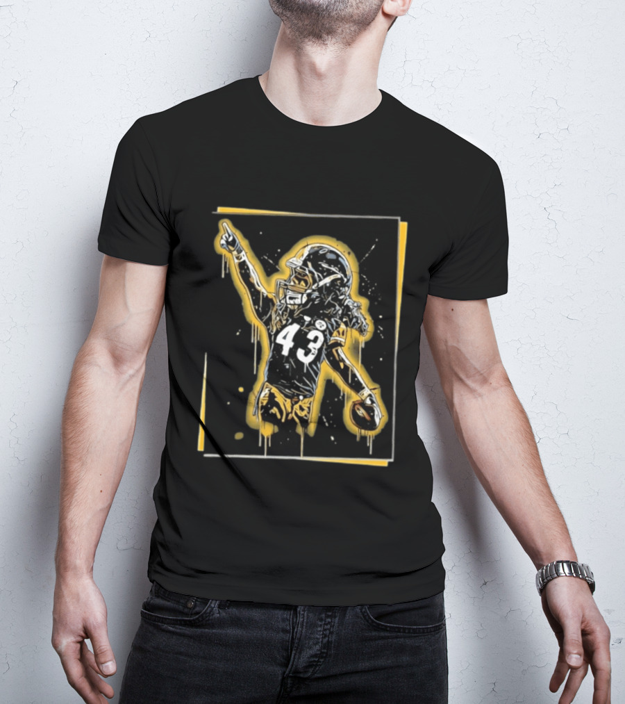 Troy Polamalu Pittsburgh Steelers 43 Splatter Paint Art Football T-Shirt