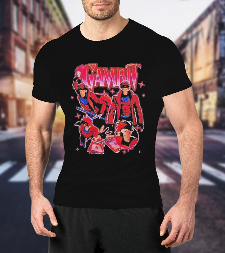 Marvel X Men Gambit Red Jacket Blue Scarf Playing Cards T-Shirt