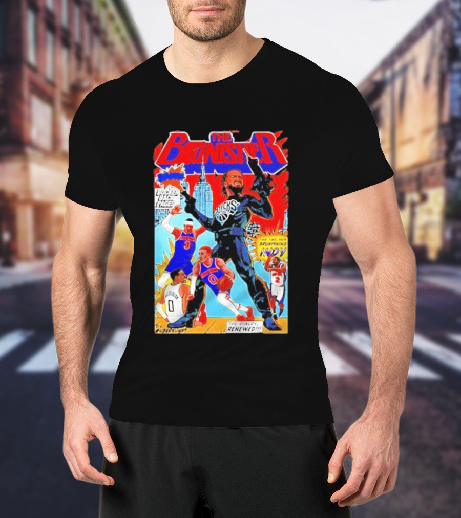 The Brunisher Jalen Brunson Knicks Comics Empire State Mocks Indiana T-Shirt