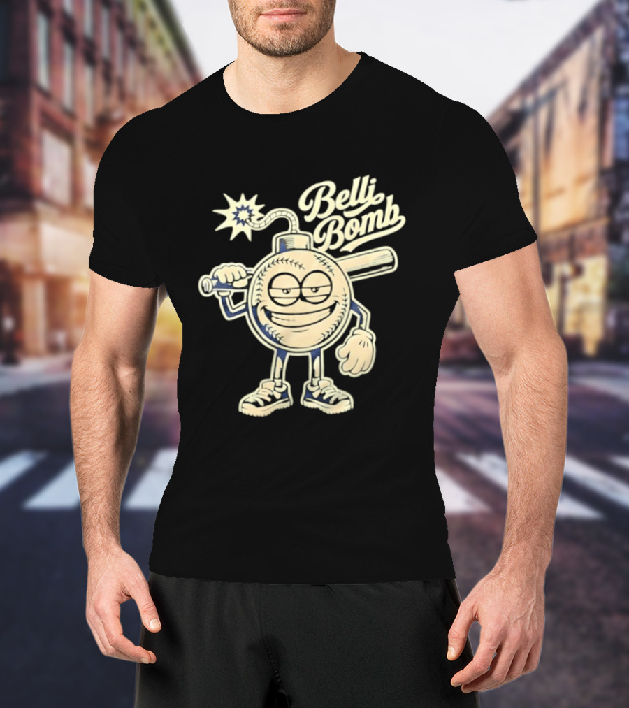 Belli Bomb Baseball Cartoon Bat T-Shirt