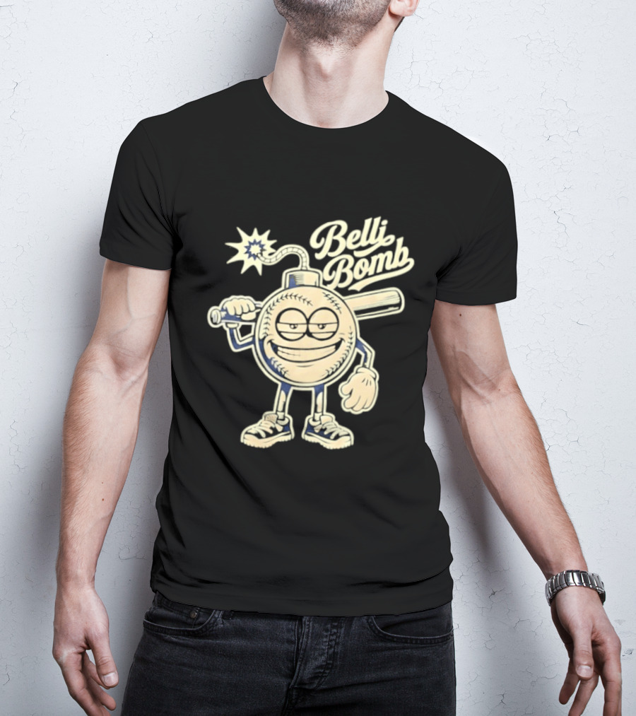 Belli Bomb Baseball Cartoon Bat T-Shirt