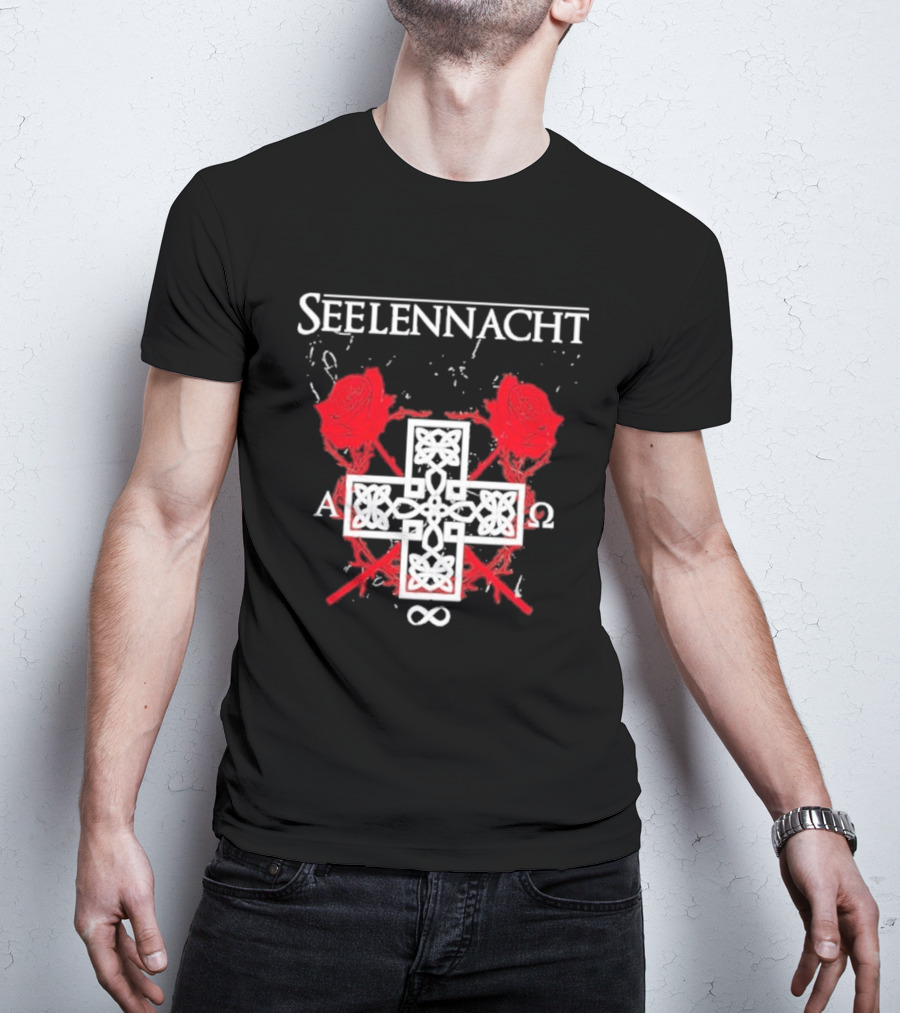 Seelennacht Celtic Cross Red Roses Alpha Omega Infinity T-Shirt