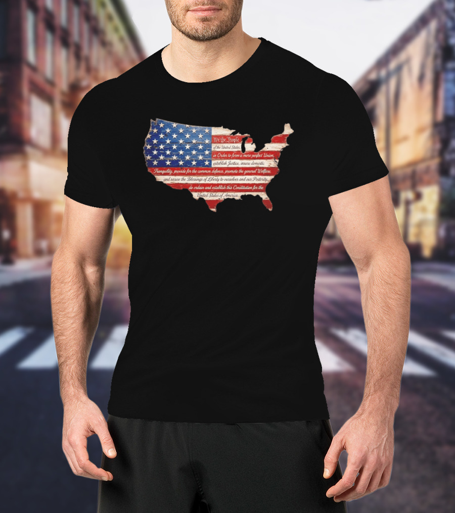 We The People Flag Map Of The United States Constitution T-Shirt