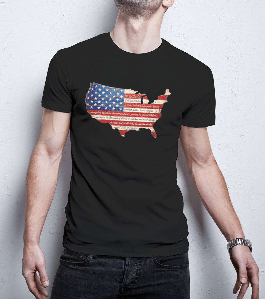 We The People Flag Map Of The United States Constitution T-Shirt