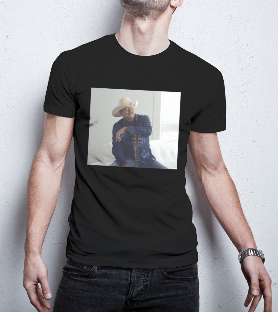 Alan Jackson I Want To Stroll Over Heaven With You White Hat Blue Guitar T-Shirt