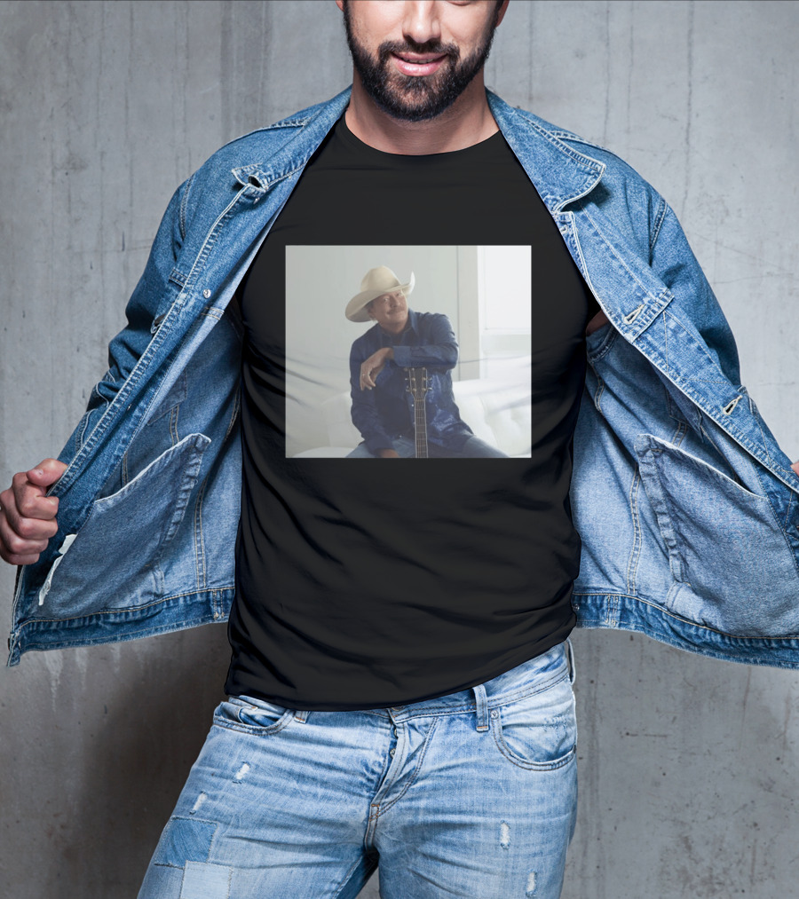 Alan Jackson I Want To Stroll Over Heaven With You White Hat Blue Guitar T-Shirt